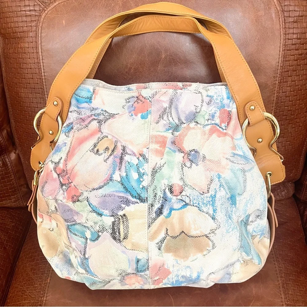 Floral Pattern Genuine Leather Spacious Hobo & Boho Style Shoulder Bag